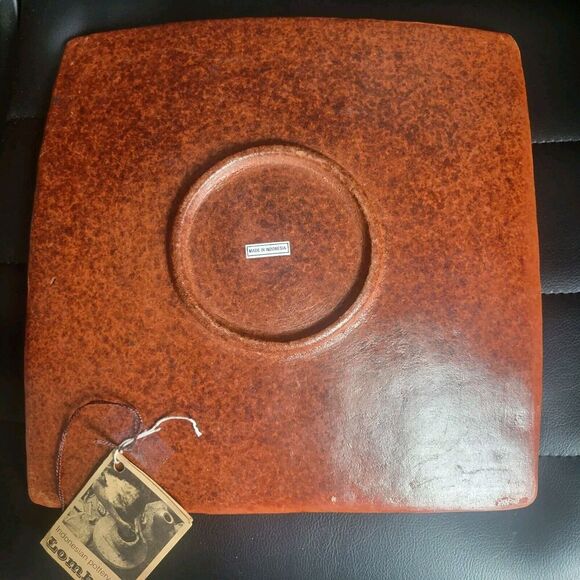 Indonesian pottery from Lombak Fish Dish Sand Art Piece 12 X 12 Has Brochure - Picture 2 of 10